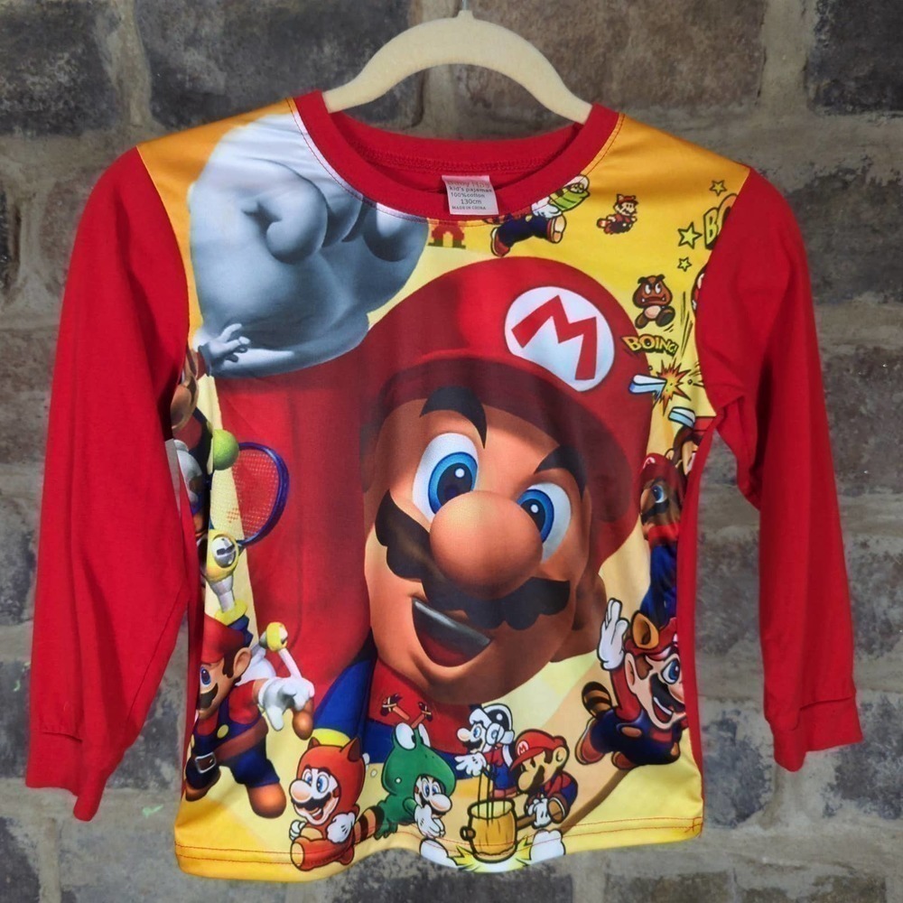 Baby Has Super Mario‎ Pajama Top Red Long Sleeve 130cm Graphic Character